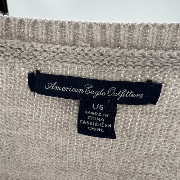 AEO polar bear sweater neutral scoop neck 3/4 sleeve large - Picture 6 of 7